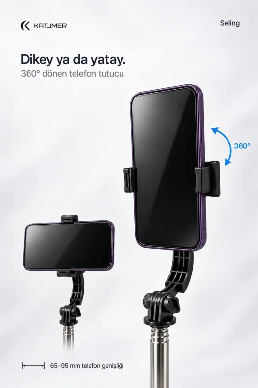 C01 SELİNG Bluetooth Kumandalı Tripod Selfie Çubuğu 107,5 cm, 7 Bölümlü, Çıkarılabilir Tutucu, CR2032 - SİYAH – 3. görsel