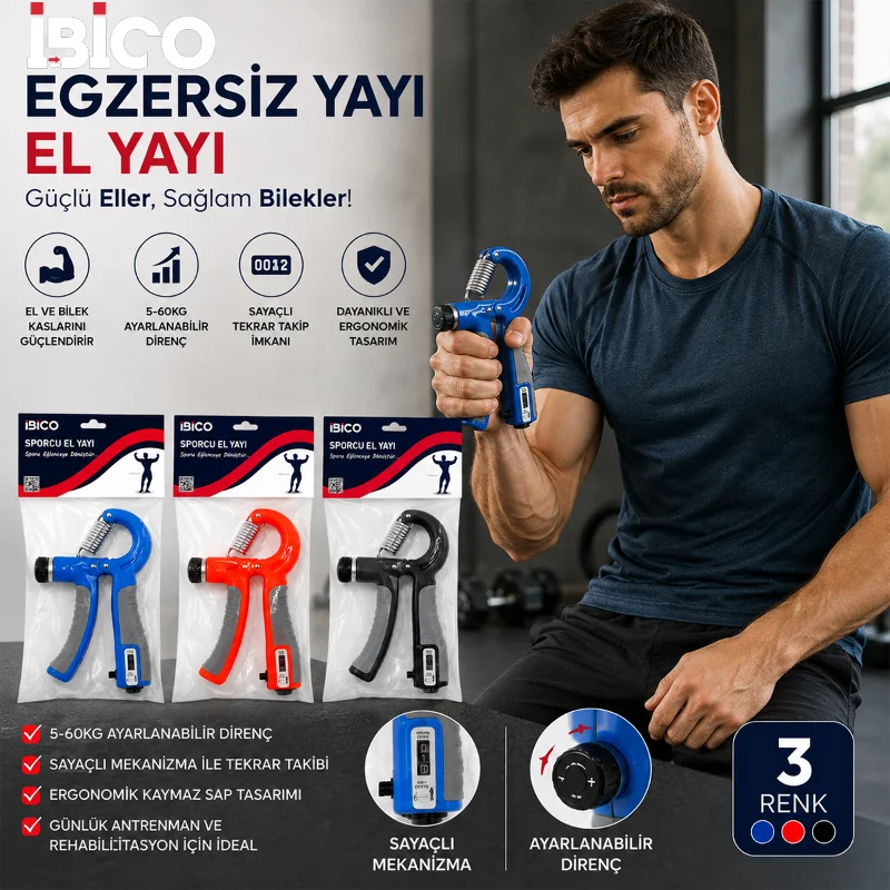 Ayarlı ve Sayaçlı El Egzersiz Yayı