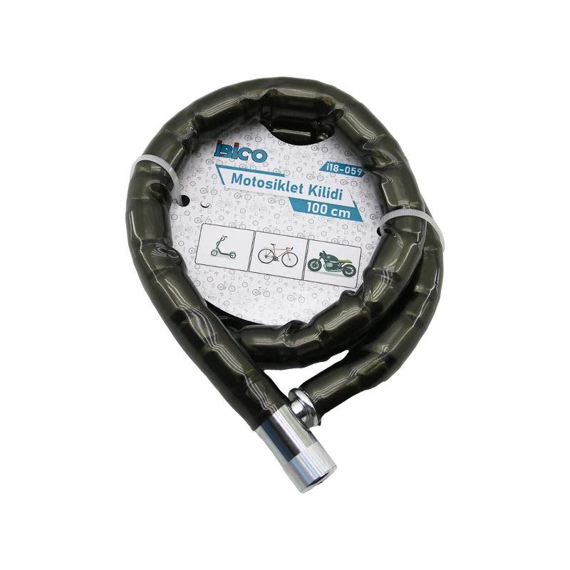 22mm x 100cm Çelik Spiral Kilit - Tüplü Anahtarlı Bisiklet & Motosiklet Kilidi – 2. görsel