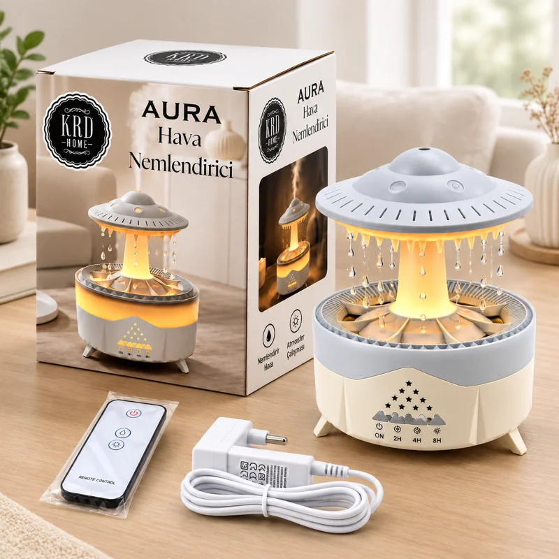 Kumandalı LED Yağmur Bulutu Hava Nemlendirici - Buhar & Koku Giderici