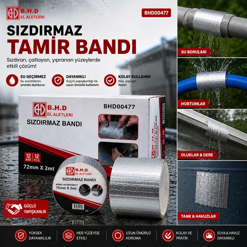 72mm x 2m Su Sızdırmaz Tamir Bandı (Sakız Bandı)