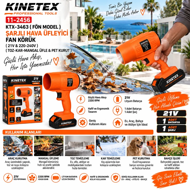 Şarjlı Fön Tipi Hava Üfleyici (21V/220-240V)