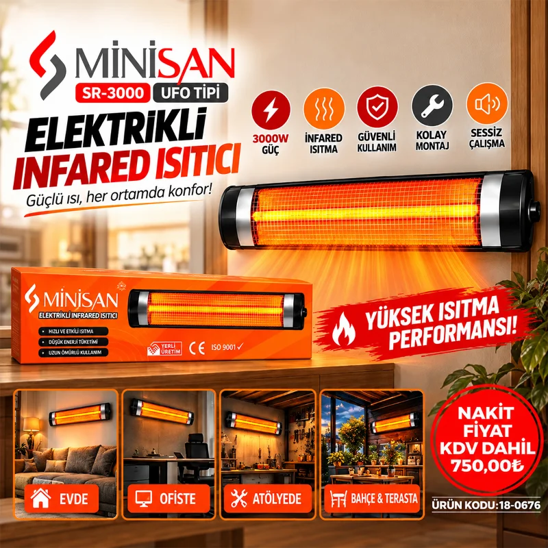 UFO TİPİ) ELEKTRİKLİ ISITICI INFARED SOBA ( 3000W)