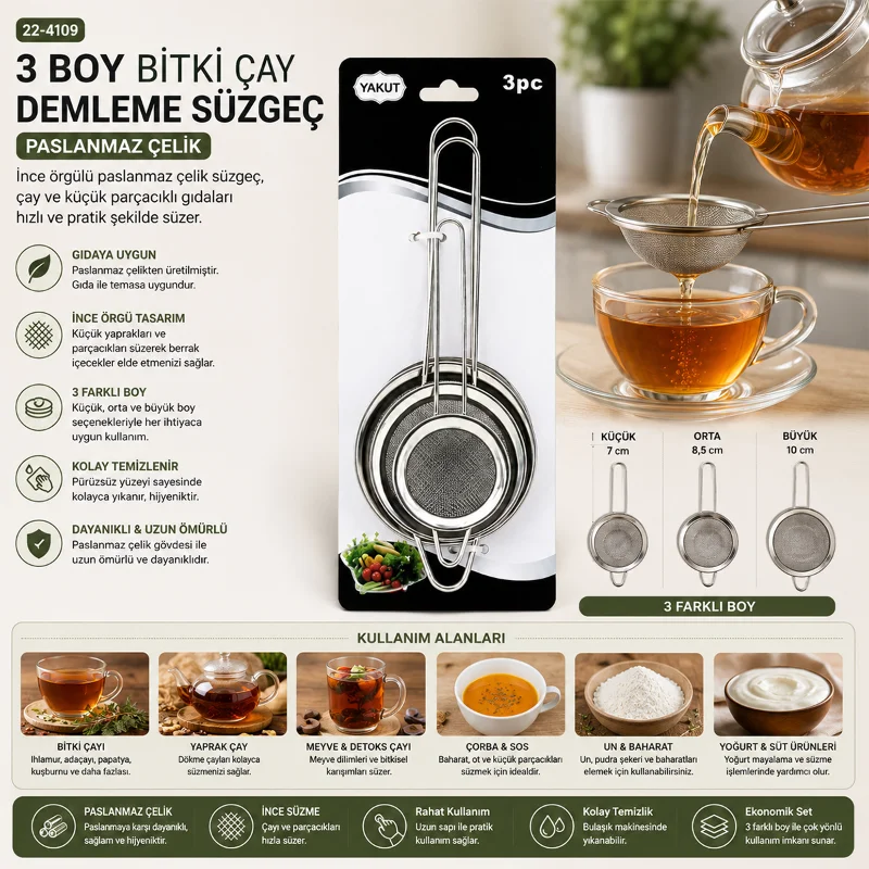 Mini Tel Süzgeç Metal Çerçeveli
