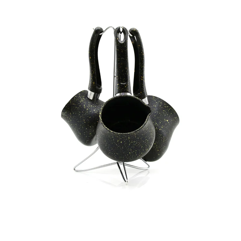 Granit Çelik Cezve Seti (230/280/380 ml) Metal Standlı