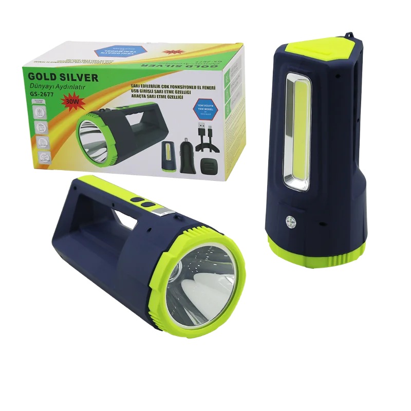 2in1 30W/10W COB LED USB & Oto Şarjlı El Feneri Projektör – 2. görsel