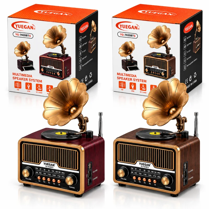 Retro Gramofon Radyo Bluetooth USB Şarjlı (AM/FM/SW) – 2. görsel