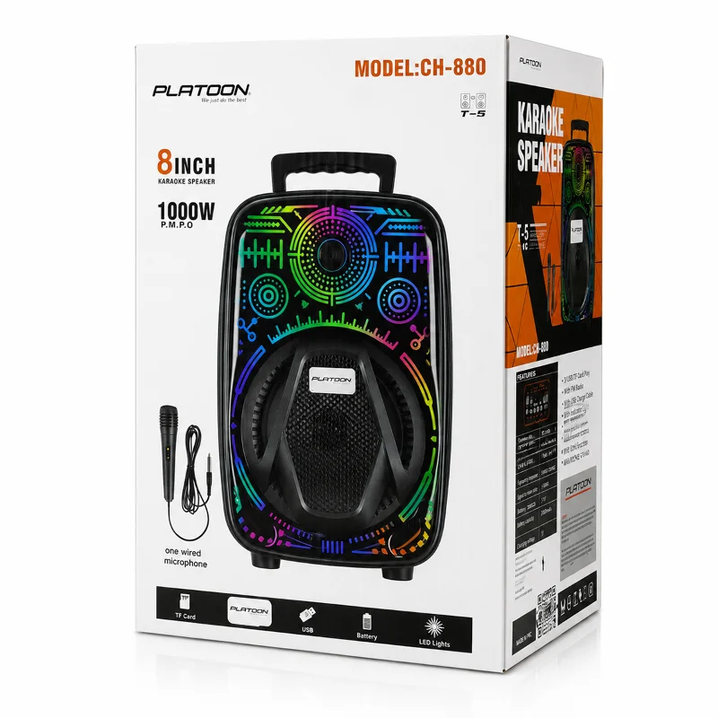 Karaoke Bluetooth hoparlör mikrofonlu 8 inç RGB