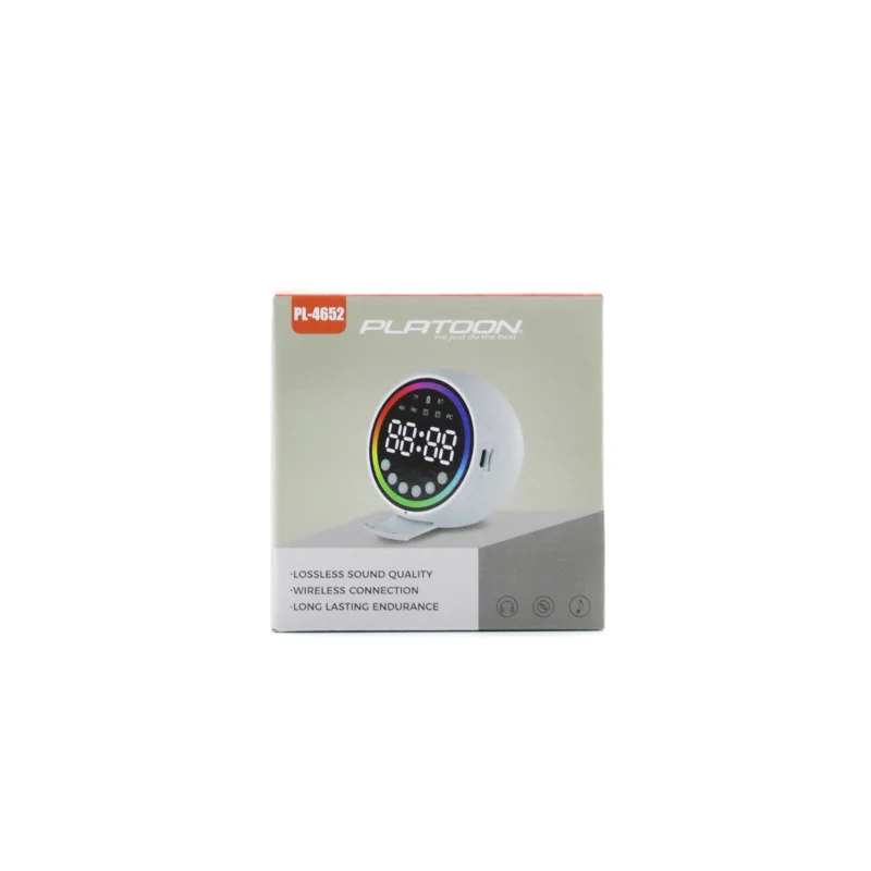 Mini Bluetooth Hoparlör Dijital Saat & Alarm USB Şarjlı Işıklı 5W