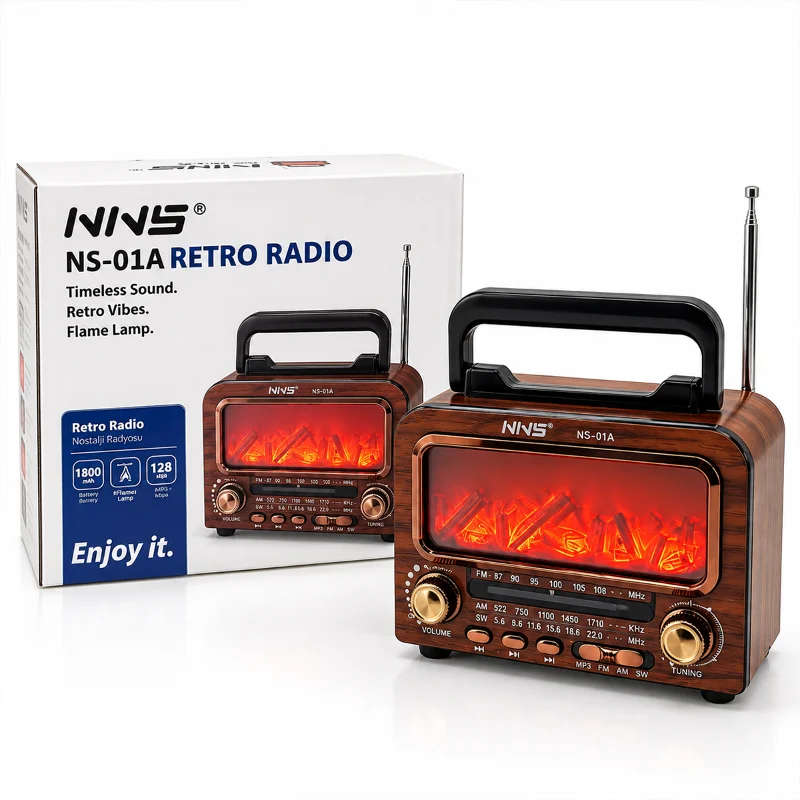 Şömineli Retro Radyo Hoparlör (Bluetooth, AM/FM/SW, USB/Type-C, TF) – 2. görsel