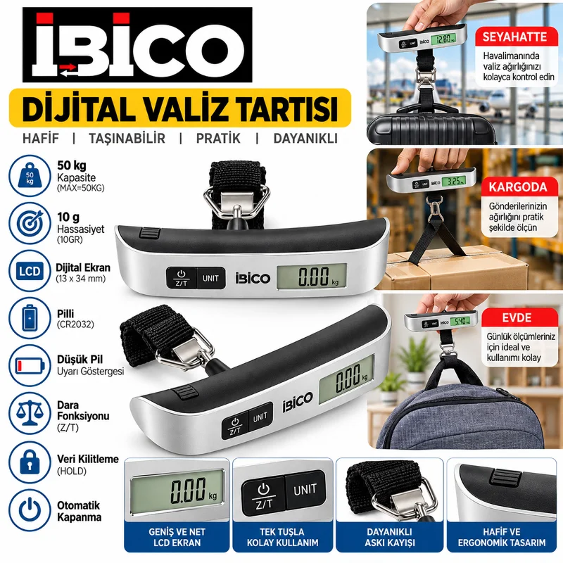 Dijital Valiz Terazisi 50kg - 10g Hassasiyet