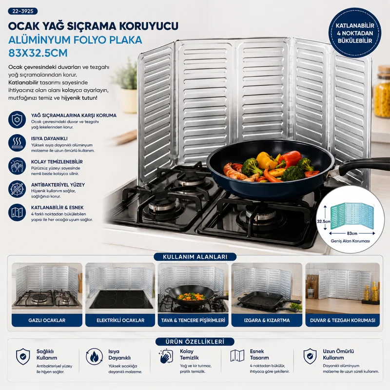 Ocak Yağ Sıçrama Koruyucu Alüminyum Folyo Plaka – 2. görsel