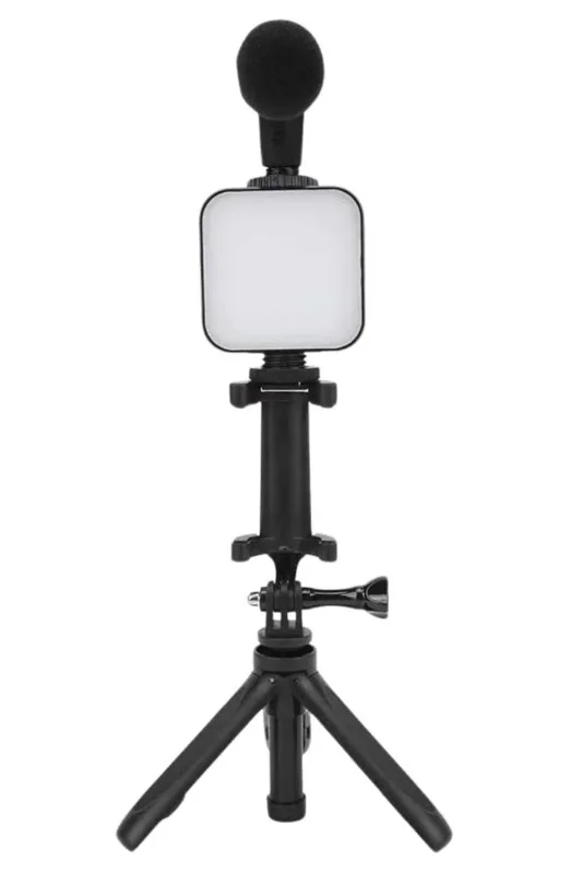 Mikrofonlu Mini Tripod Telefon Tutucu Vlog Seti