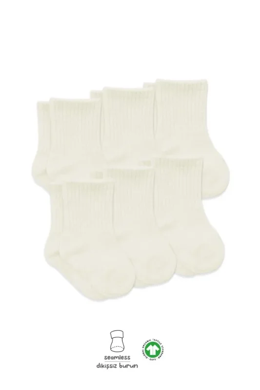 Basic Soket Çorap 6'lı Set Ekru Renkli Konfor