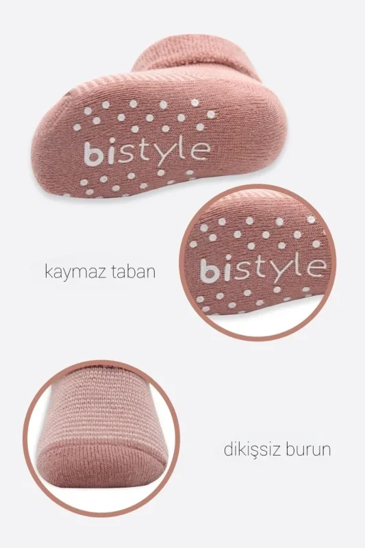 Kaymaz Havlu Soket Çorap 2'li Set Pudra Pembe