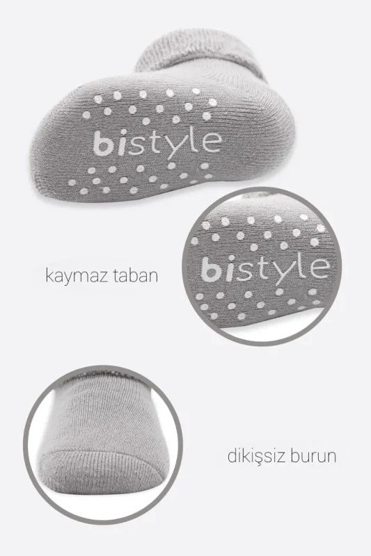 Kaymaz Çemberli Soket Çorap 2'li Set Indigo Gri