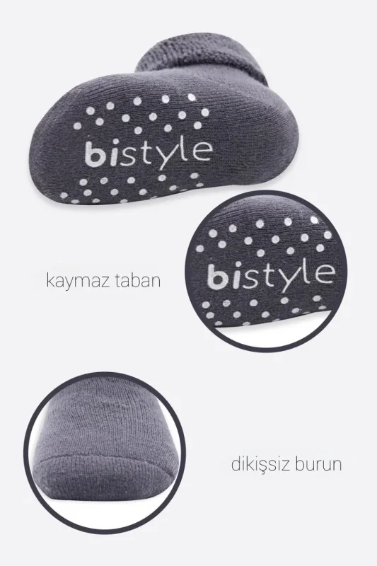 Kaymaz Çemberli Soket Çorap 2'li Gri-Antrasit – 4. görsel