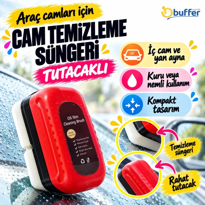 Ergonomik Tasarımlı Buğu Önleyici Sünger ile Temiz Cam Deneyimi
