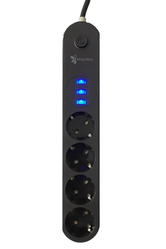 Ergonomik 3 USB Li Akım Korumalı 2 Metre Uzunlukta Grup Priz