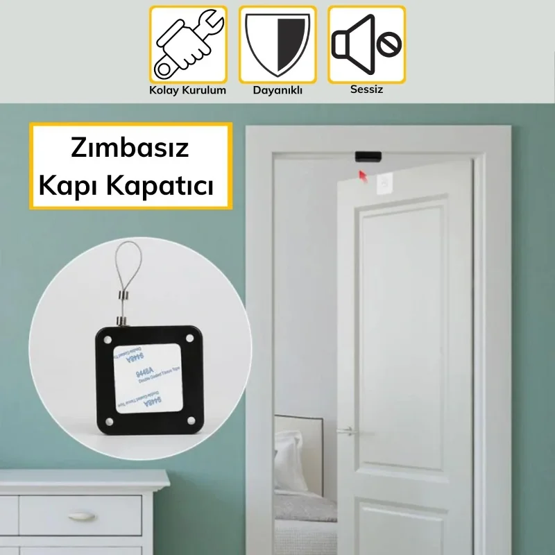 Ergonomik Sessiz Otomatik Kapı Kapatıcı - Çelik Halatlı Hızlı Montaj