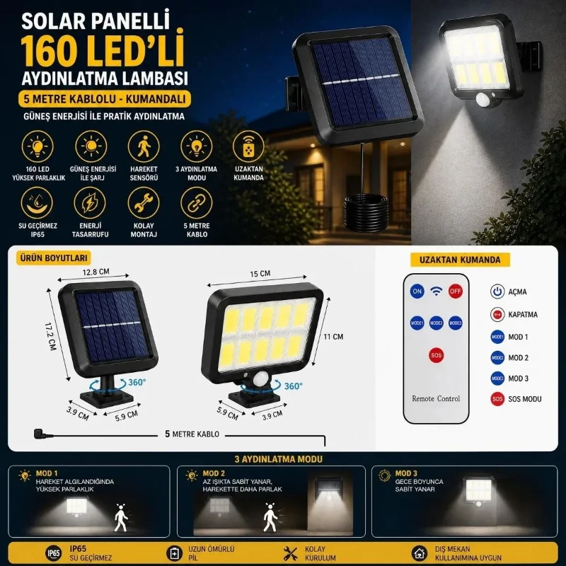 Ergonomik Güneş Enerjili 6'lı LED Bahçe Seti