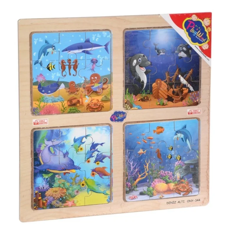 Eğitici Ahşap 4'lü Puzzle Seti - Onyıl