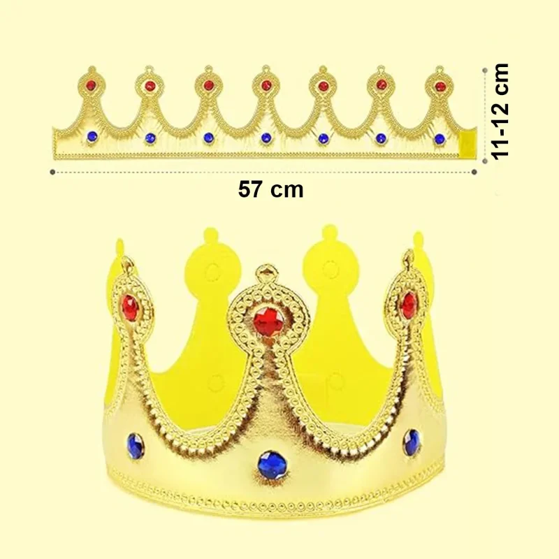 Çocuklar İçin Eğlenceli Altın Renk Taç 57 cm