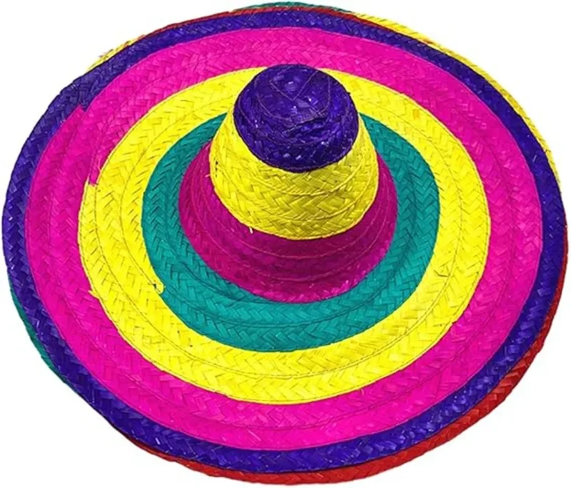 Renkli Örme Hasır Sombrero Yetişkin Boy Şapka
