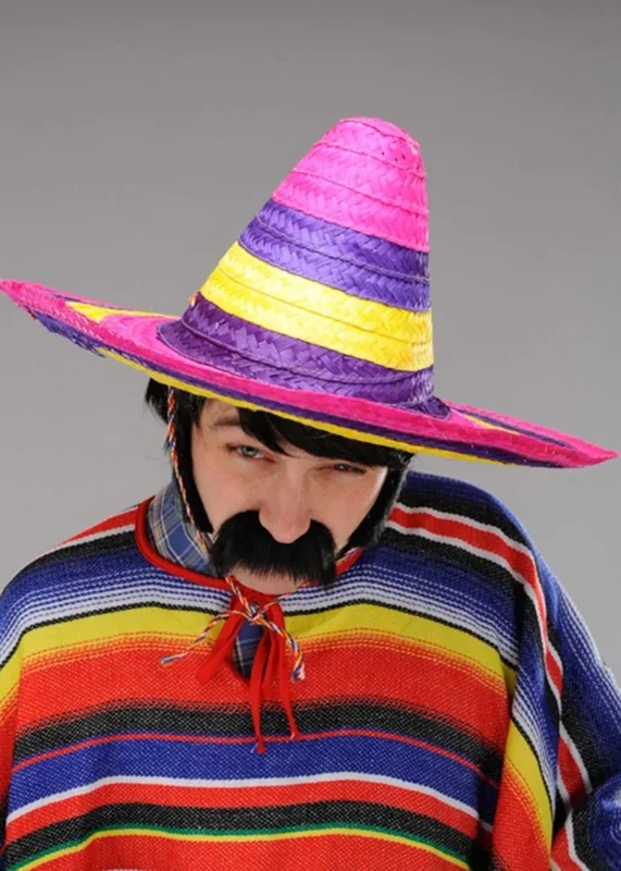 Renkli Örme Hasır Sombrero Yetişkin Boy Şapka