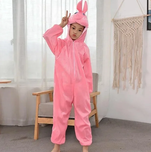 Pembe Renk Çocuk Tavşan Kostümü 100 cm 4-5 Yaş