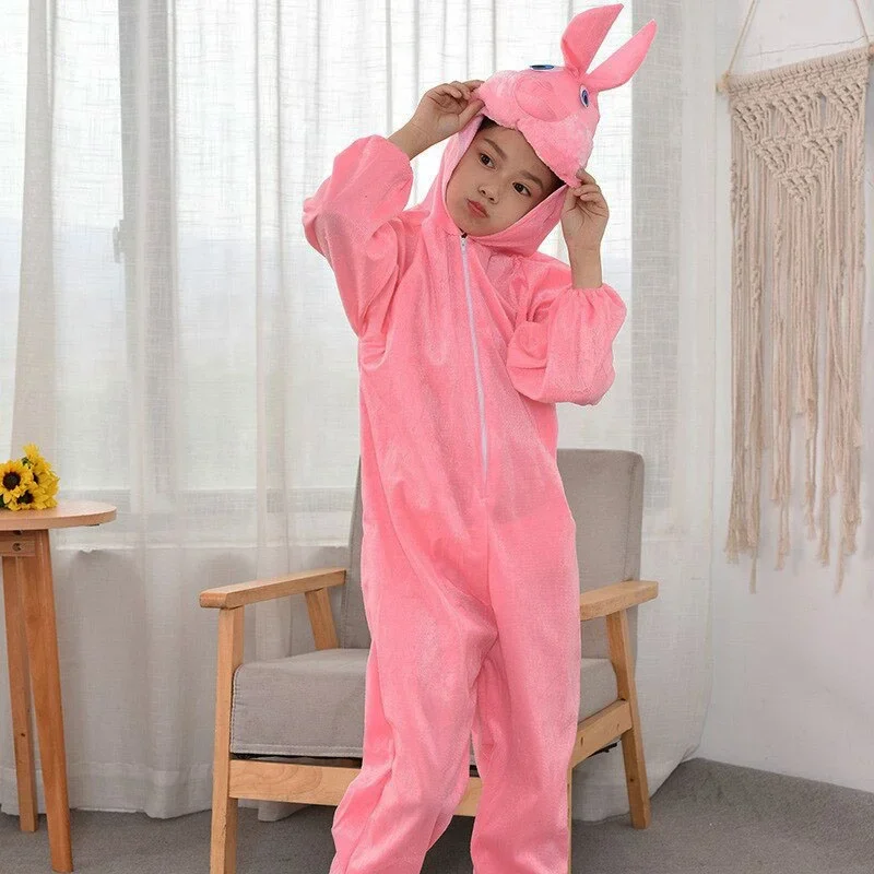 Pembe Renk Çocuk Tavşan Kostümü 120 cm 6-7 Yaş