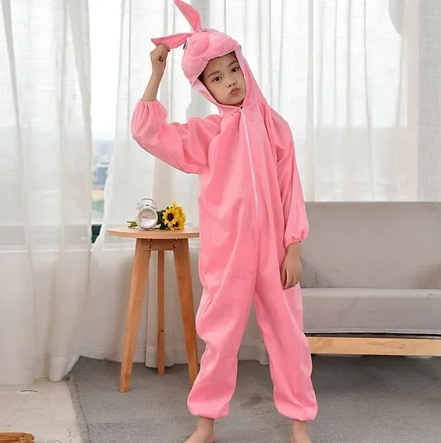 Eğlenceli Pembe Tavşan Kostümü 2-3 Yaş 80 cm