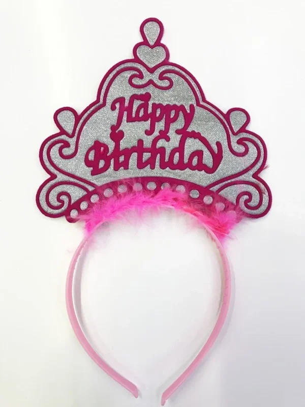 Neon Renkli Happy Birthday Taç 12 Adet Çocuklar için