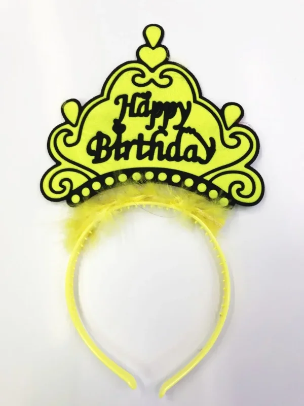 Neon Renkli Happy Birthday Taç 12 Adet Çocuklar için