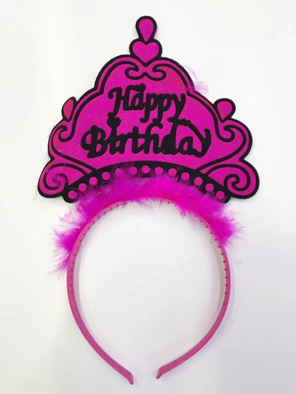 Neon Renkli Happy Birthday Taç 12 Adet Çocuklar için