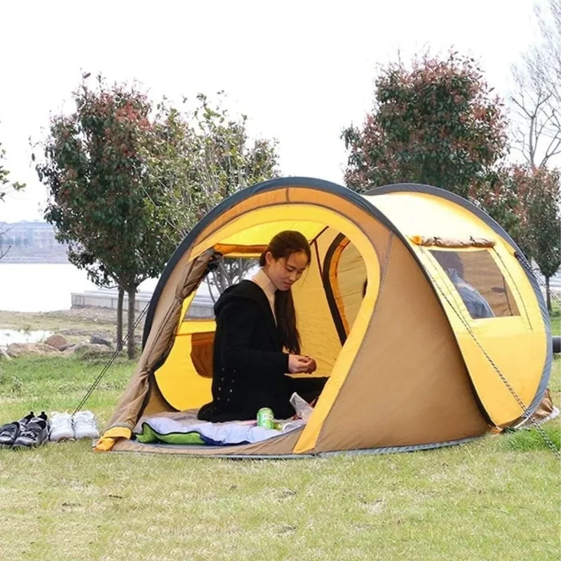 Hafif Taşınabilir Çift Kapılı Vagon Tipi 2 Kişilik Kamp Çadırı