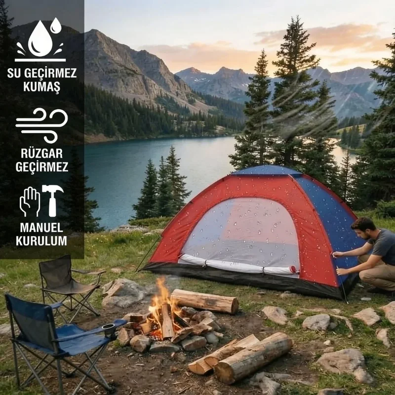 Ergonomik 6 Kişilik Hızlı Kurulum Aile Kamp Çadırı 220 x 250 x 150 cm