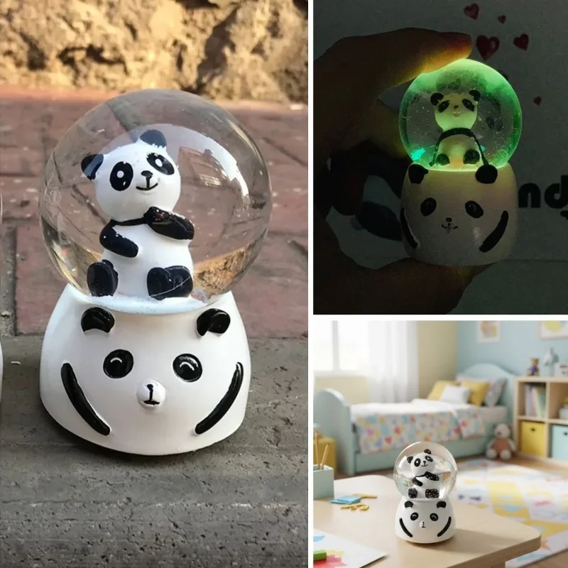 Eğlenceli LED Müzikli Panda Figürlü Kar Küresi