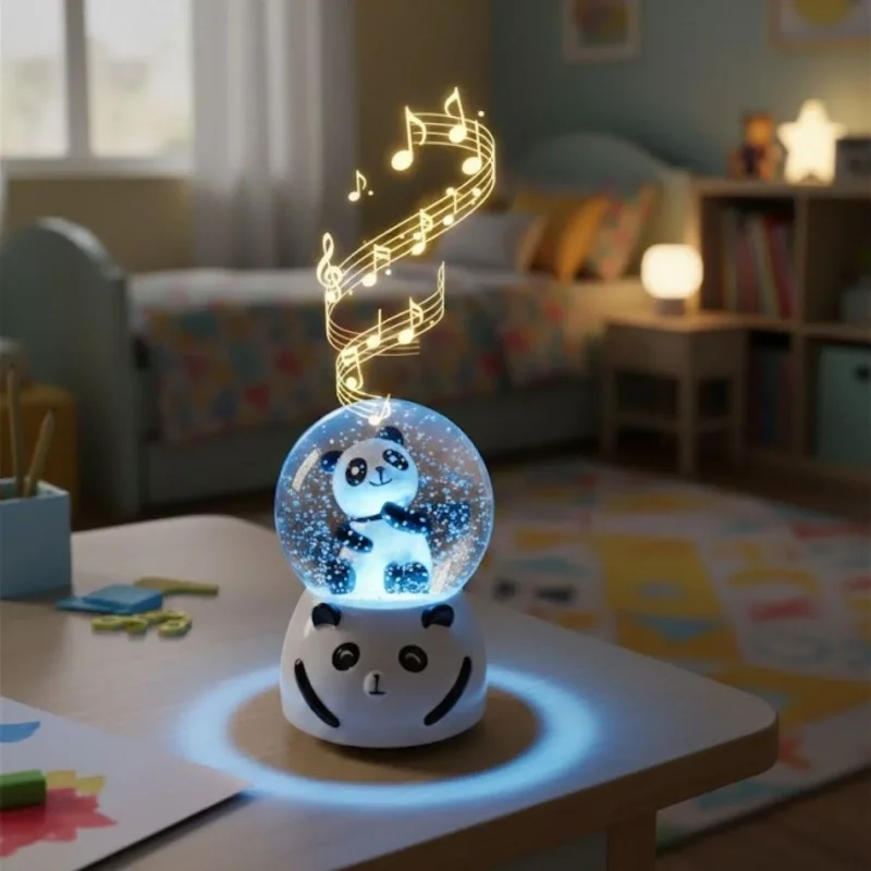 Eğlenceli LED Müzikli Panda Figürlü Kar Küresi