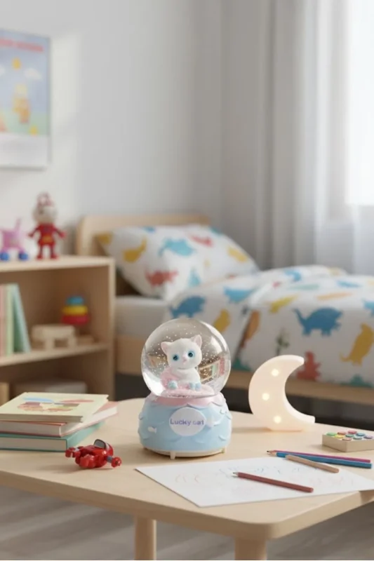 Eğlenceli LED Müzikli Kedi Figürlü Kar Küresi