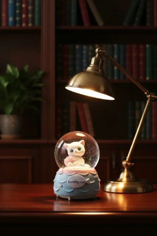 Eğlenceli LED Müzikli Kedi Figürlü Kar Küresi