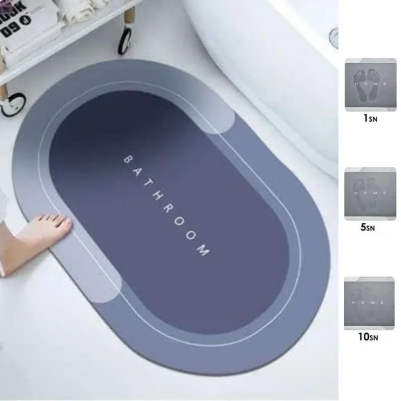 Ergonomik Oval Kaymaz Tabanlı Süper Su Emici Banyo Paspası 40 x 60 cm