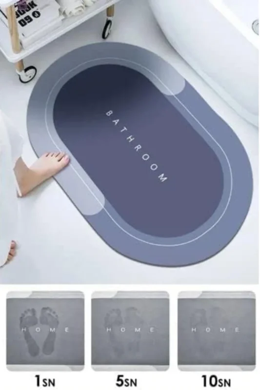 Ergonomik Oval Kaymaz Tabanlı Süper Su Emici Banyo Paspası 40 x 60 cm