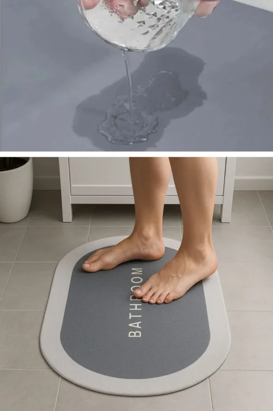 Ergonomik Oval Kaymaz Tabanlı Süper Su Emici Banyo Paspası 40 x 60 cm