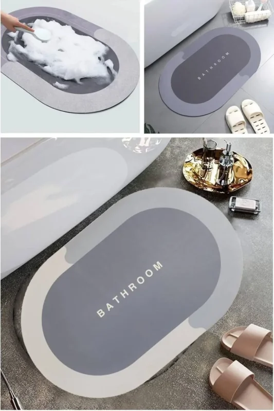 Ergonomik Oval Kaymaz Tabanlı Süper Su Emici Banyo Paspası 40 x 60 cm