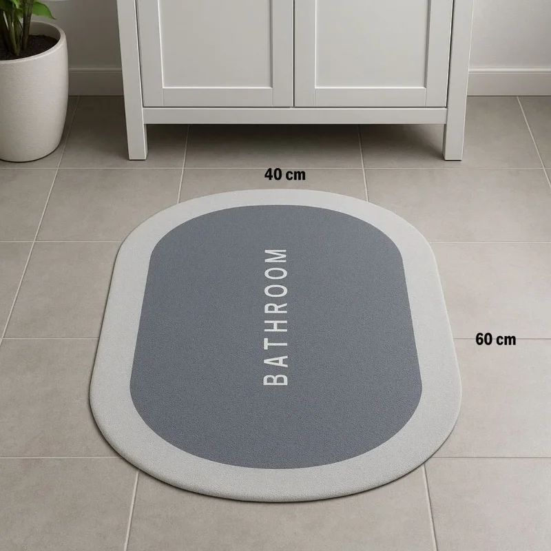 Ergonomik Oval Kaymaz Tabanlı Süper Su Emici Banyo Paspası 40 x 60 cm