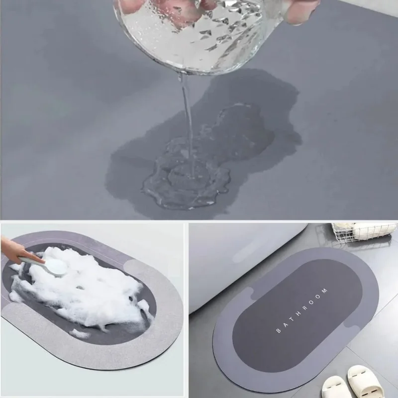 Ergonomik Oval Kaymaz Tabanlı Süper Su Emici Banyo Paspası 40 x 60 cm