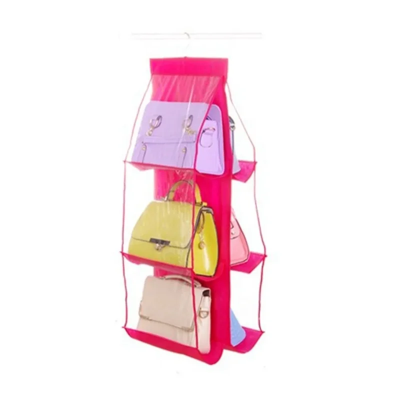 Ergonomik 6 Gözlü Şeffaf Dolap İçi Çanta Organizer Askılık