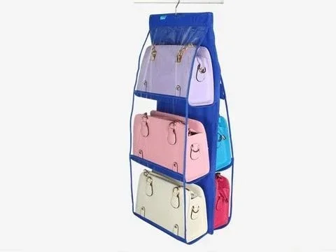 Ergonomik 6 Gözlü Şeffaf Dolap İçi Çanta Organizer Askılık