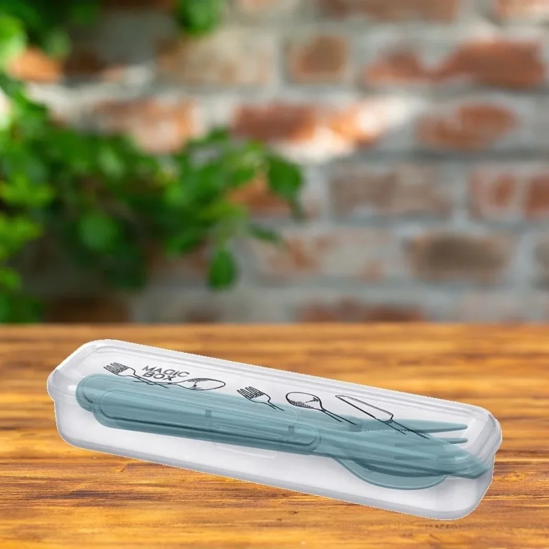 Pratik Seyahat İçin Hijyenik Kutulu Plastik Çatal Kaşık Bıçak Seti – 4. görsel